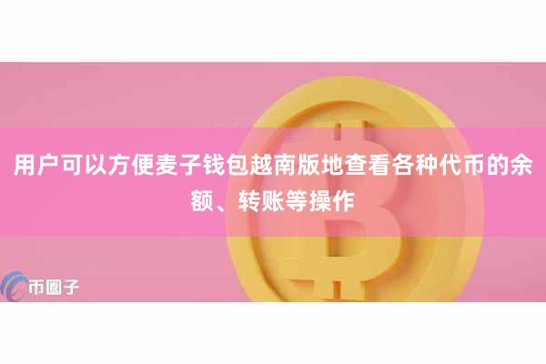 用户可以方便麦子钱包越南版地查看各种代币的余额、转账等操作